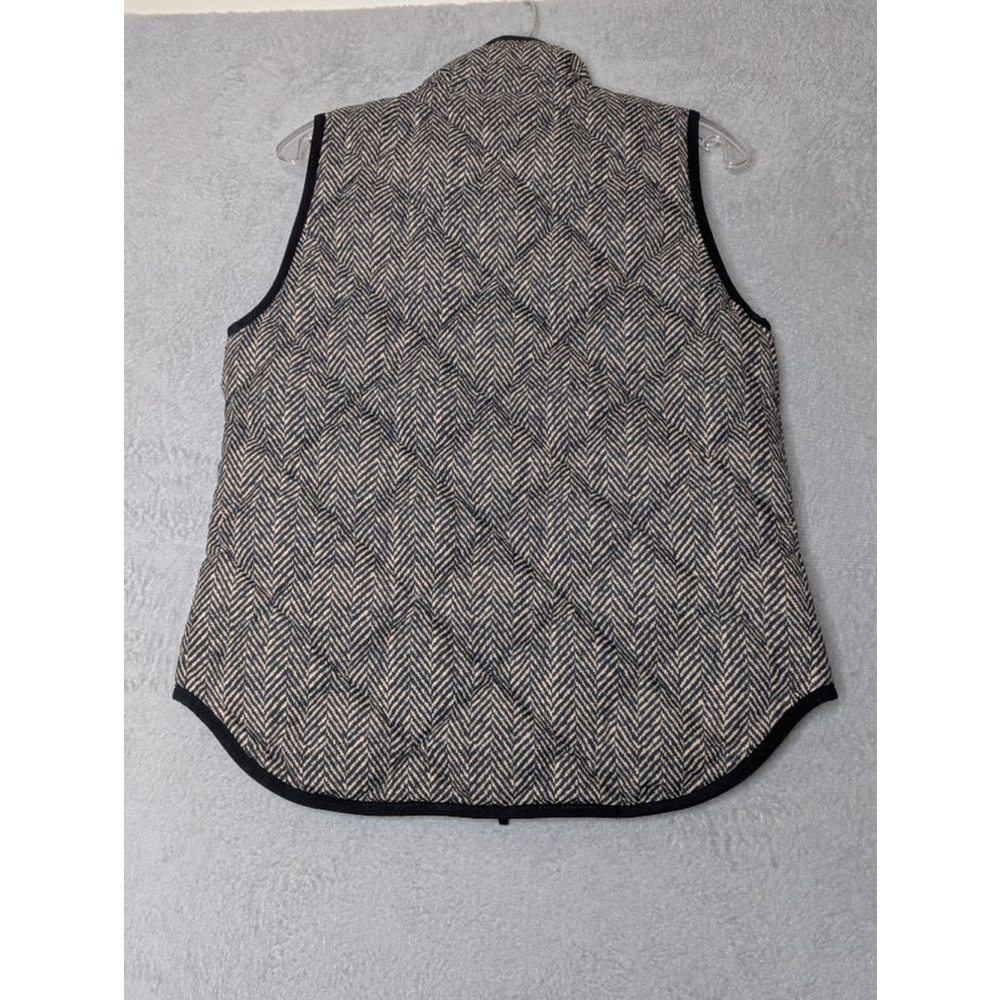 J.Crew Vest Women's XS Herringbone Down Puffer Black Beige - Picture 2 of 8